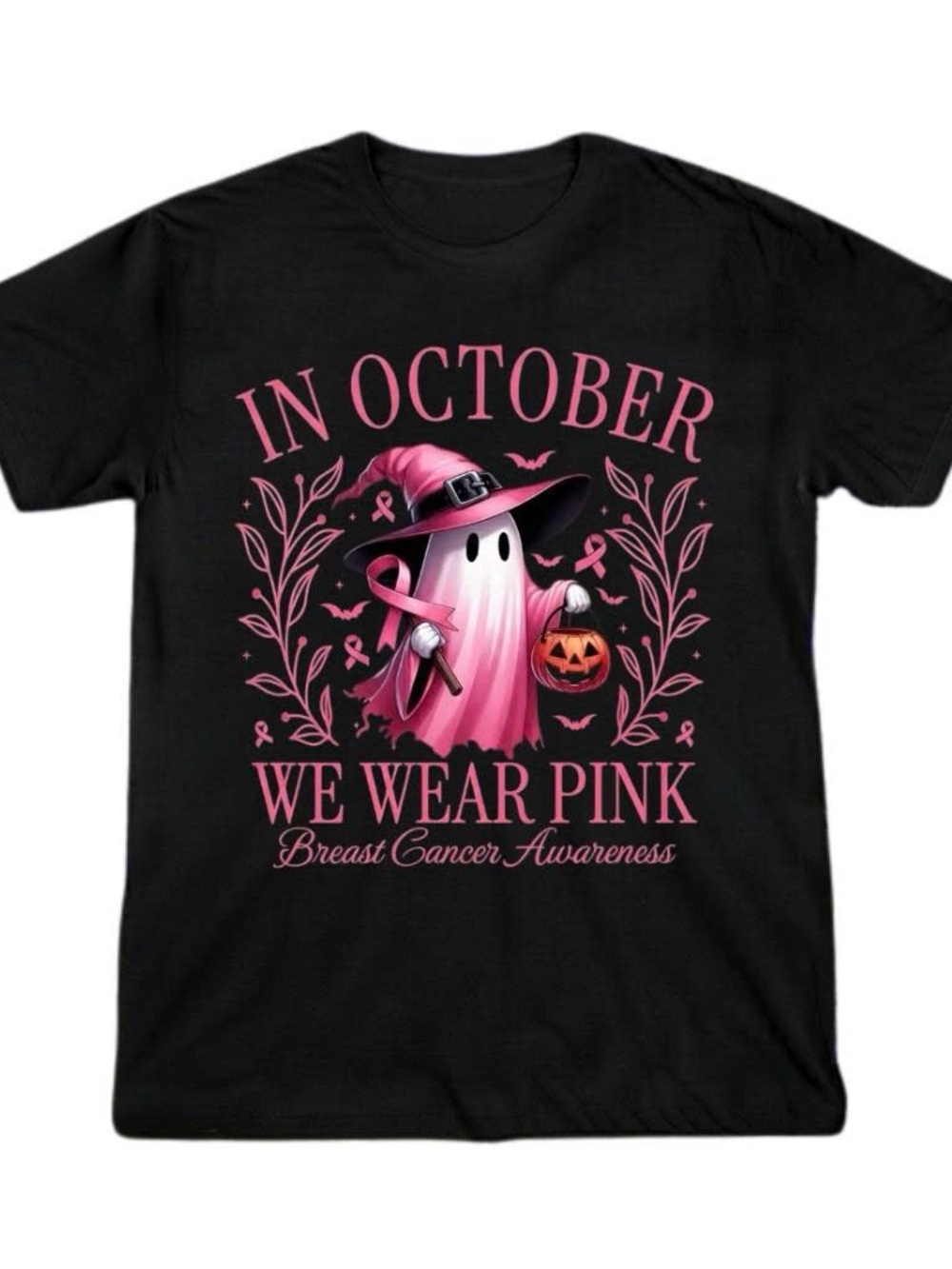 Pink Ghost Halloween Costume Tee - In October We Wear Pink